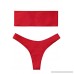 Lemonfish Women's Sexy Strapless Bra Solid Bandeau Bikini Thong Bottom Set Swimsuit Red B07Q19FX61